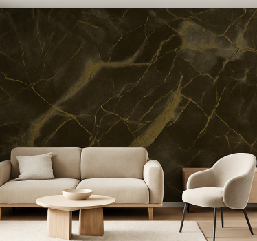 Mural para salón vetas de mármol dorado - TenVinilo