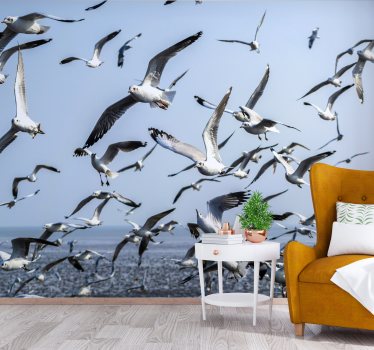 Mural pared aves gaviotas voladoras - TenVinilo