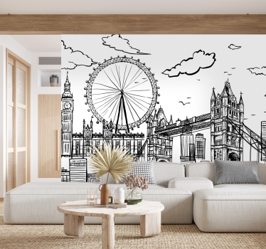 Mural pared ciudad dibujo de Londres - TenVinilo