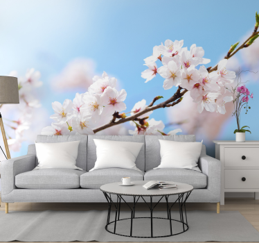 Mural pared de flor de cerezo blanco - TenVinilo