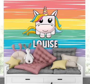 Mural personalizable Cuadrado de nombre personalizado de unicorni - TenVinilo