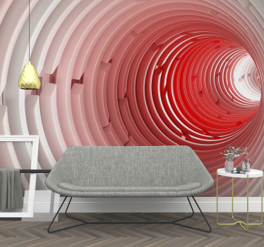 Papel mural 3d tunel luz roja abstracto - TenVinilo