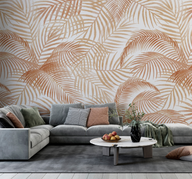 Papel mural terracota palmeras exóticas - TenVinilo