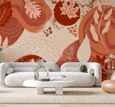 Papel mural terracota plantas y flores - TenVinilo