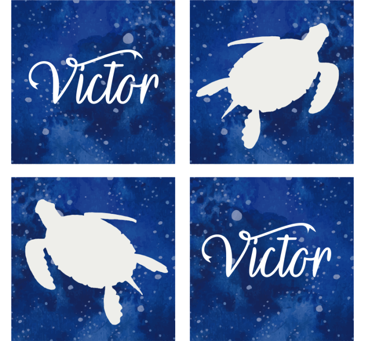 Posavasos personalizable silueta de tortuga azul - TenVinilo