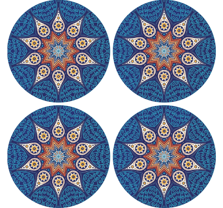 Posavasos diseño intrincado de mandala azul - TenVinilo