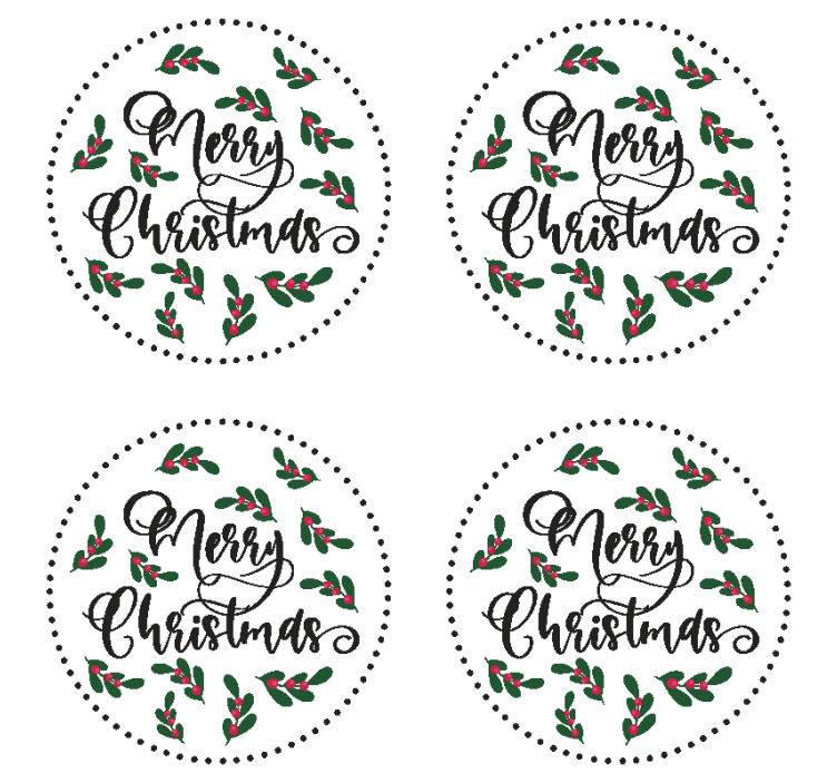 Posavasos navideño diseño de feliz navidad con acebo - TenVinilo