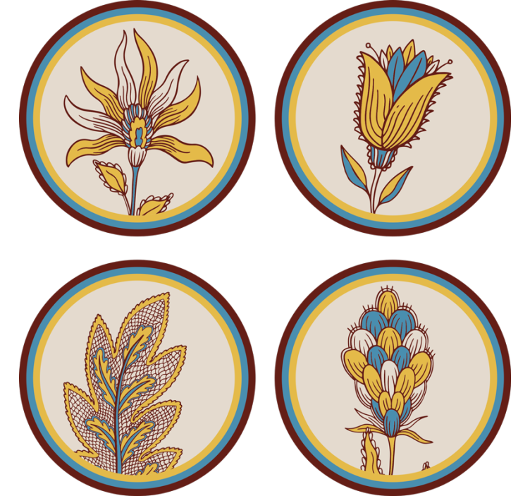 Posavasos conjunto de motivos florales - TenVinilo