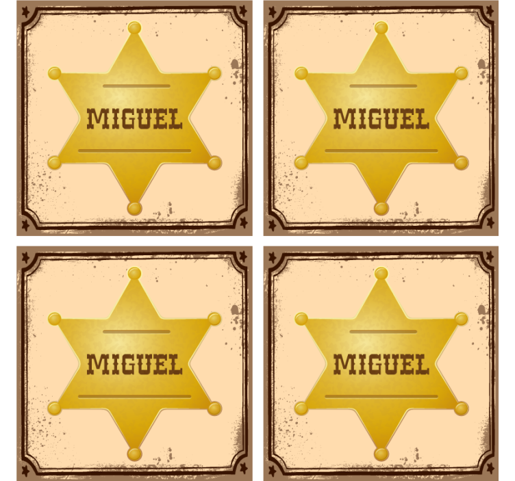 Posavasos estrella insignia sheriff con nombre - TenVinilo