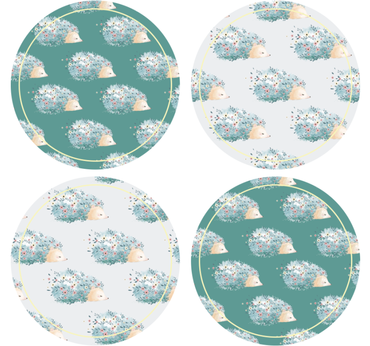 Posavasos moderno erizos en un entorno floral - TenVinilo