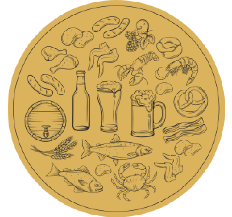 Posavasos moderno Iconos de comida en círculo - TenVinilo