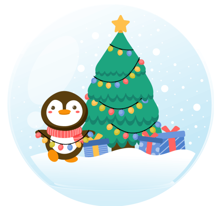 Posavasos navideño pingüino con árbol de navidad - TenVinilo