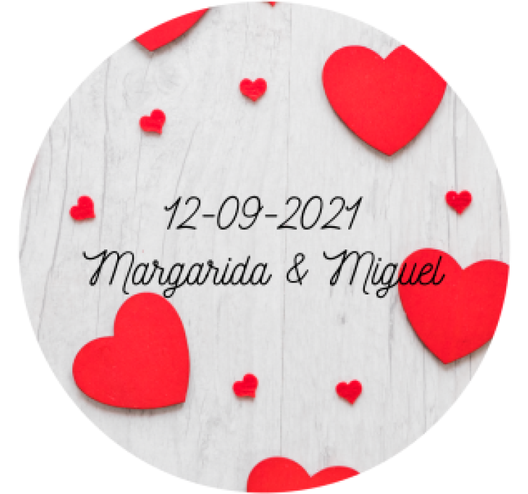 Posavasos boda personalización de corazones y fecha - TenVinilo
