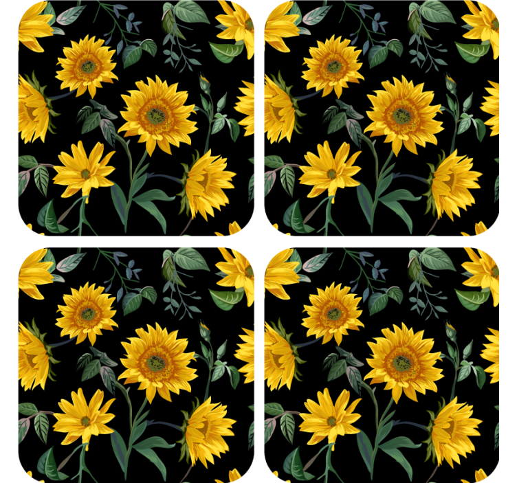 Posavasos moderno patrón floral de girasoles - TenVinilo