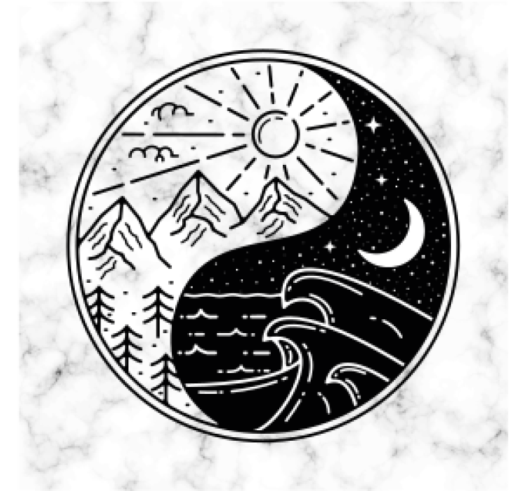 Posavasos moderno Ying yang en mármol - TenVinilo