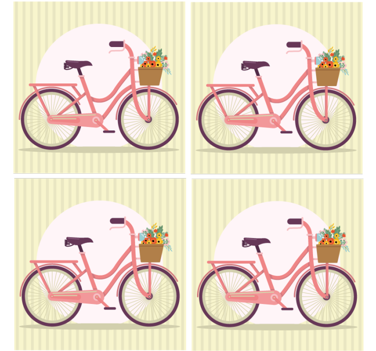 Posavasos moderno bicicleta rosa con flores - TenVinilo