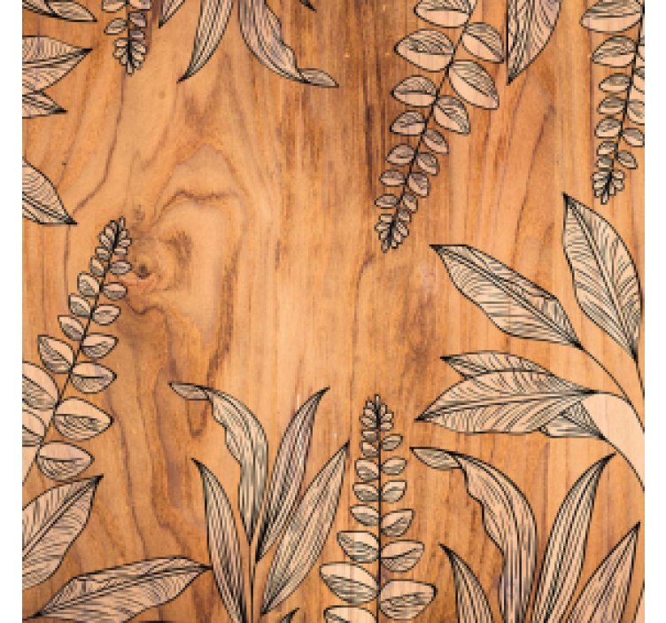 Posavasos vetana de madera natural con flores - TenVinilo