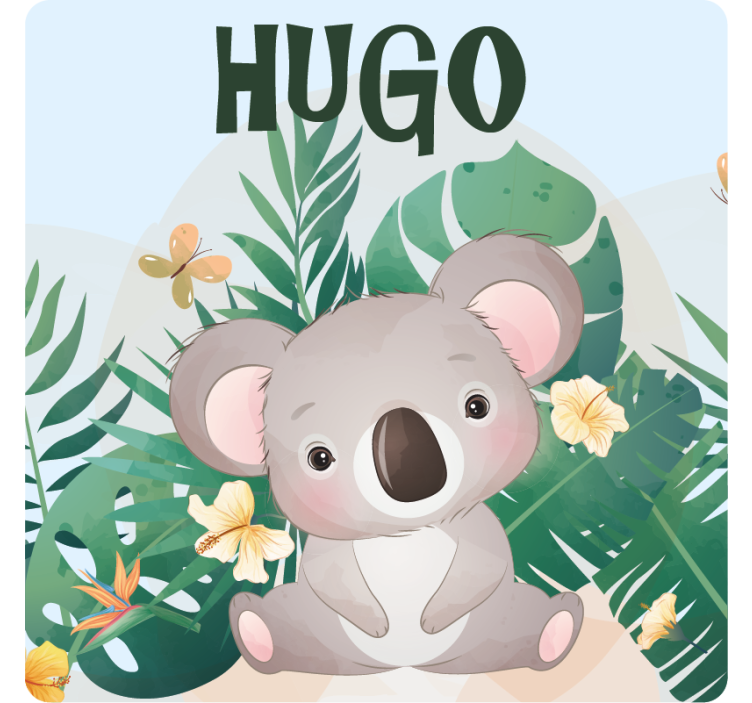 Posavasos personalizable Lindo koala para niño con nombre - TenVinilo