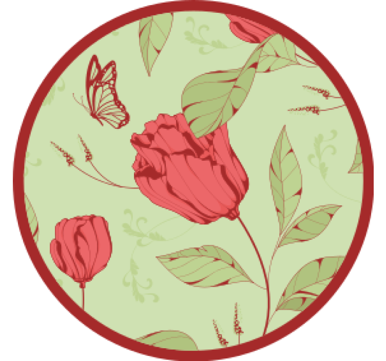 Posavasos moderno patrón floral con mariposa - TenVinilo