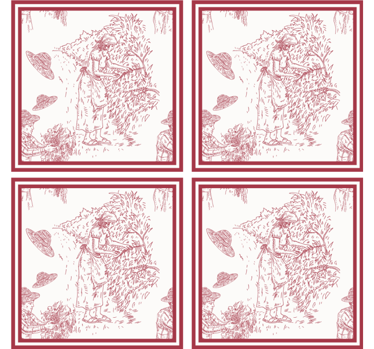 Posavasos vintage ilustración de escena rústica - TenVinilo