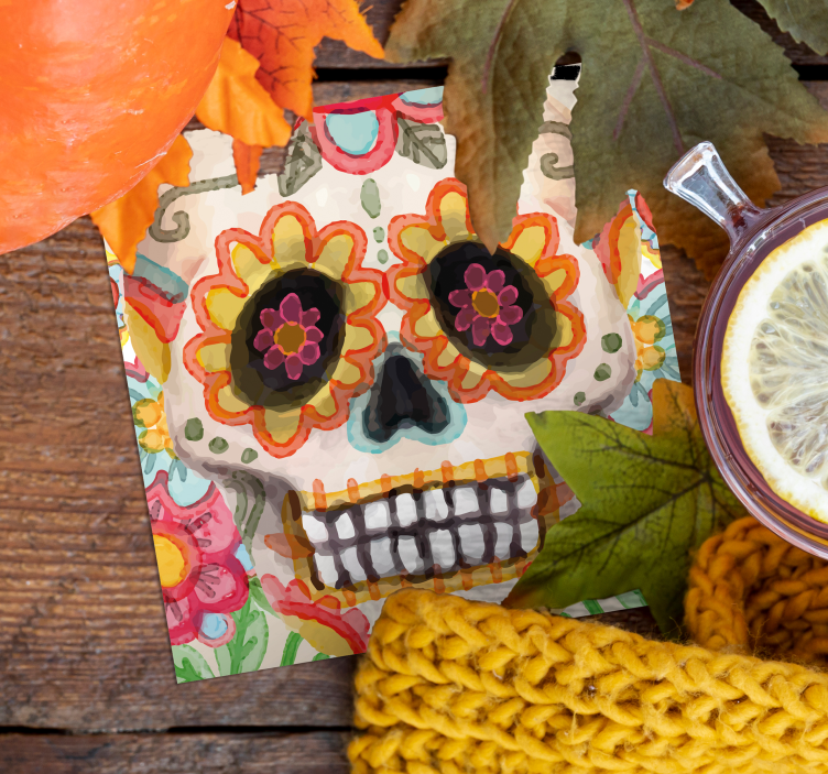 Posavasos Halloween calavera mexicana  - TenVinilo