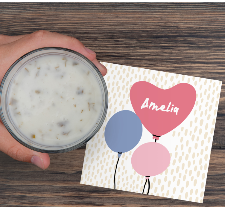 Feliz cumpleaños globos con nombre más posavasos - TenVinilo