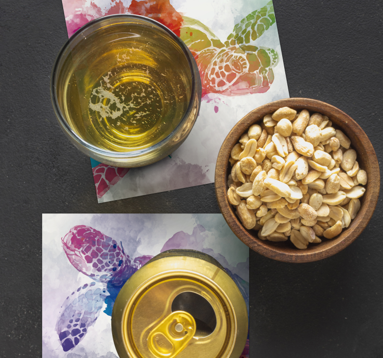 Posavasos cerveza tortuga colorida salpicada - TenVinilo