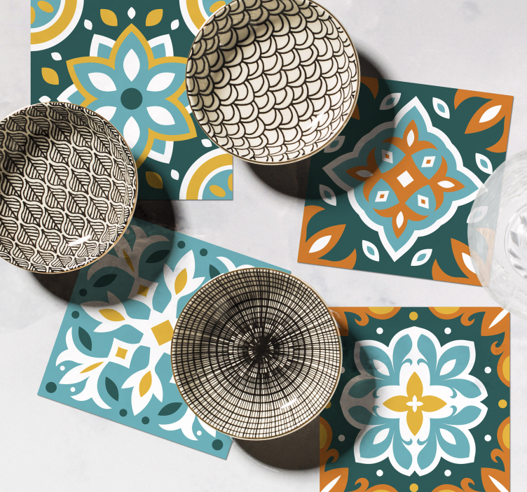 Posavasos colorido de azulejo ornamental - TenVinilo