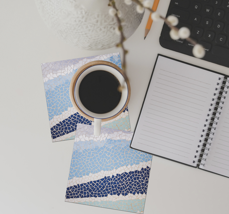 Posavasos azulejo mosaico tonos azules - TenVinilo