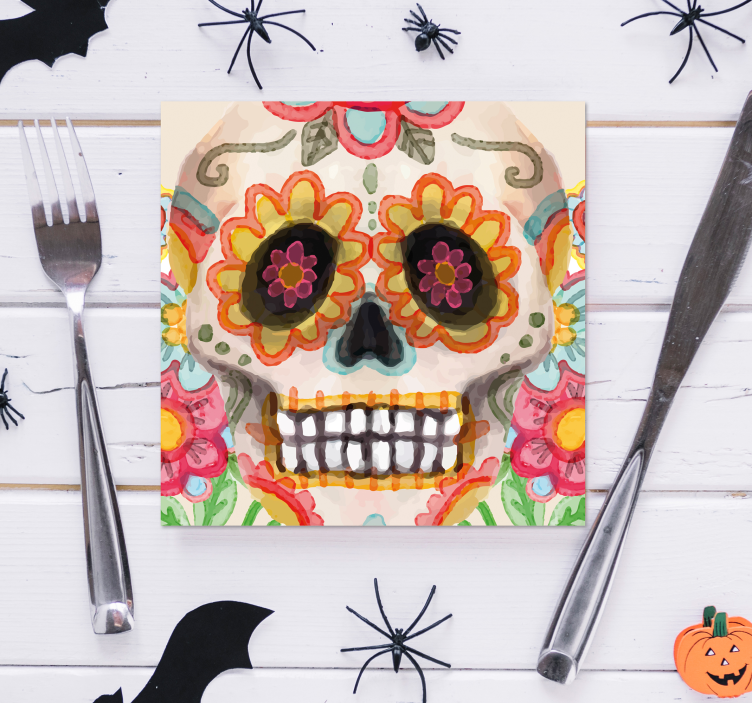 Posavasos Halloween calavera mexicana  - TenVinilo
