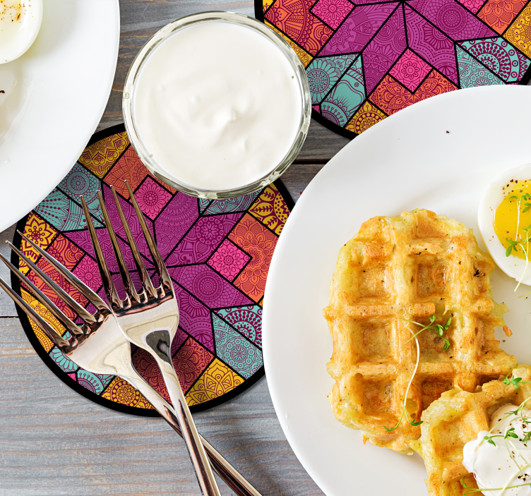 Posavasos mosaico colorido estilo paisley - TenVinilo