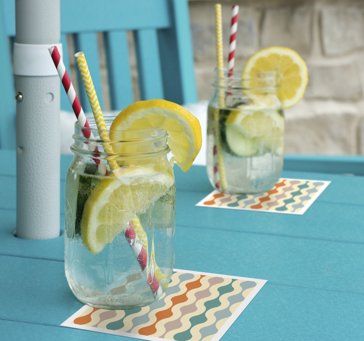 Posavasos vintage patrón ondulado multicolor - TenVinilo