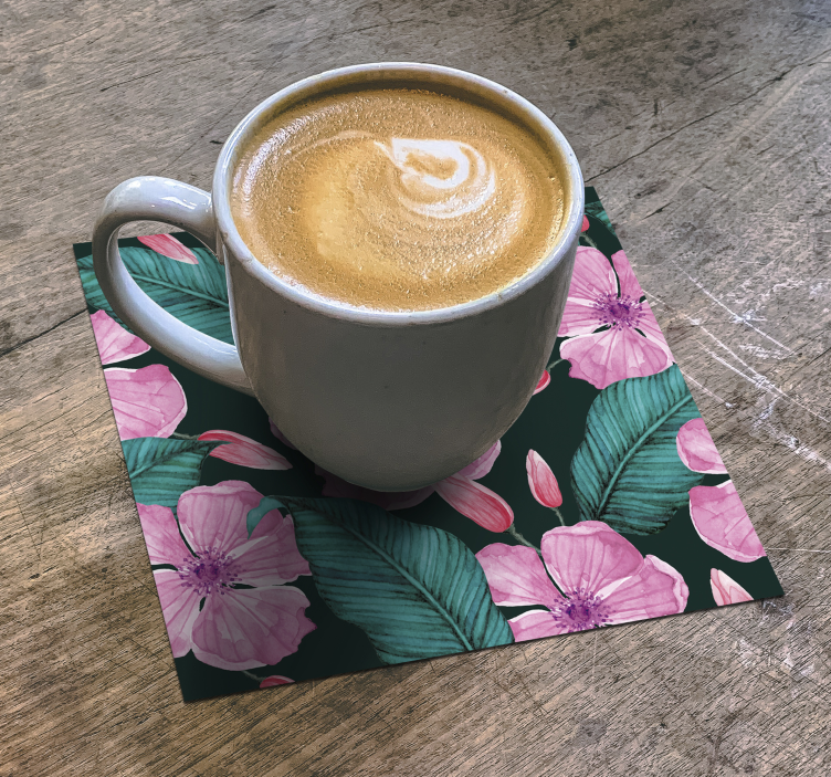 Posavasos vintage de flores y hojas - TenVinilo