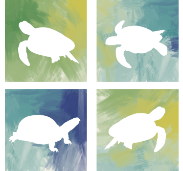 Posavasos frikis siluetas de tortugas coloridas - TenVinilo