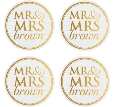 Posavasos boda elegante sr & sra personalizable - TenVinilo