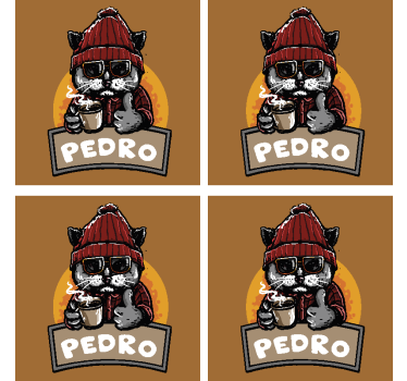 Posavasos frikis gato cool con café - TenVinilo