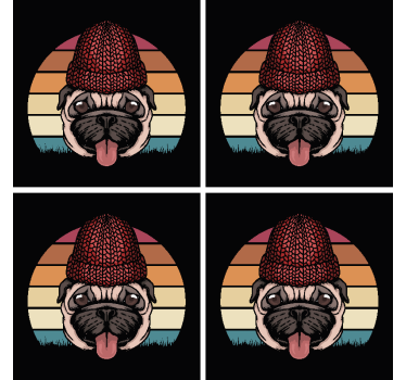 Posavasos frikis pug con gorro de lana - TenVinilo