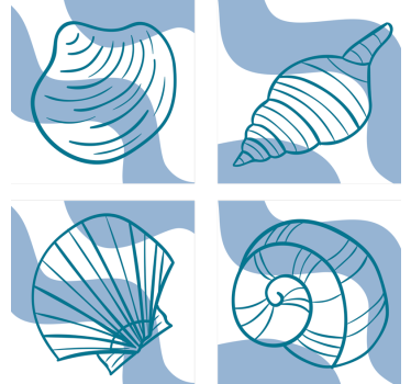 Posavasos frikis ilustraciones de conchas estilizadas - TenVinilo