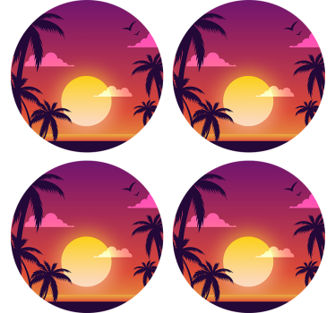 Posavasos frikis motivo atardecer tropical - TenVinilo
