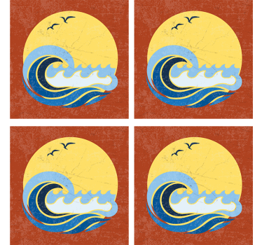 Posavasos frikis diseño olas del atardecer - TenVinilo