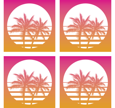 Posavasos frikis silueta de atardecer tropical - TenVinilo