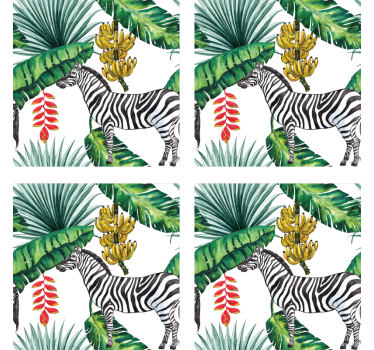 Posavasos frikis cebra y follaje tropical - TenVinilo