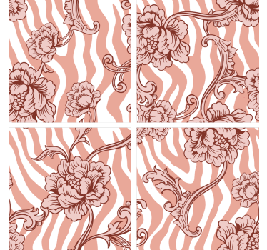 Posavasos retro Estampado de cebra y flores - TenVinilo