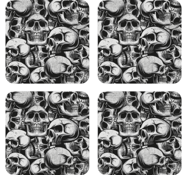 Posavasos frikis patrón de calaveras monocromo - TenVinilo