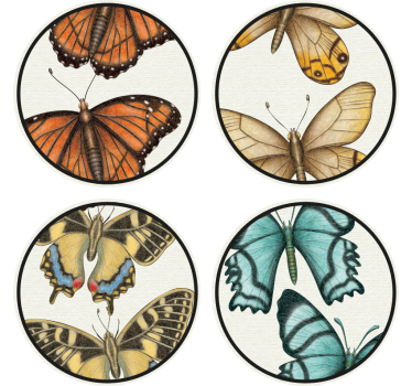 Posavasos frikis juego de mariposas coloridas - TenVinilo