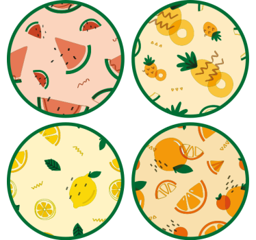 Posavasos frikis de patrones de frutas tropicales - TenVinilo