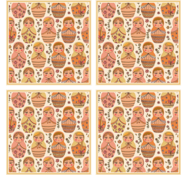 Posavasos frikis patrón colorido de matryoshkas - TenVinilo