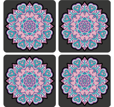 Posavasos frikis mandala de corazón colorido - TenVinilo