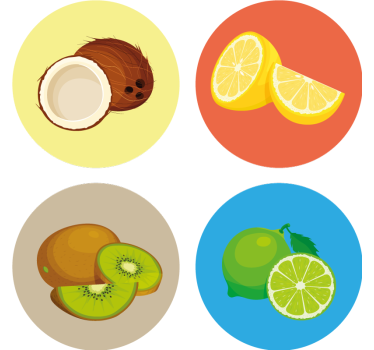 Posavasos moderno colección de ilustraciones de frutas - TenVinilo