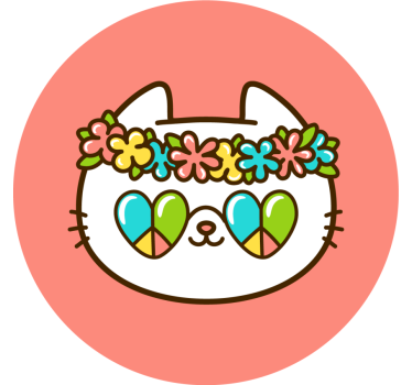 Posavasos frikis gato con corona de flores - TenVinilo